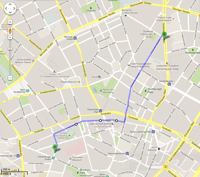 Google Maps durch die Fahrradstraße
